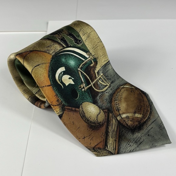 Eagles Wings Silk Neck Tie MSU Spartans Football Sports Graphic Print - Picture 1 of 6